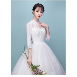 Lg6 2018秋冬新款高領一字肩長袖韓版公主顯瘦新娘結婚輕婚紗