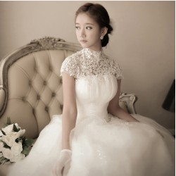 lg9 鑽石蕾絲韓式公主新娘綁帶一字肩婚紗禮服2018春夏新款影樓結婚